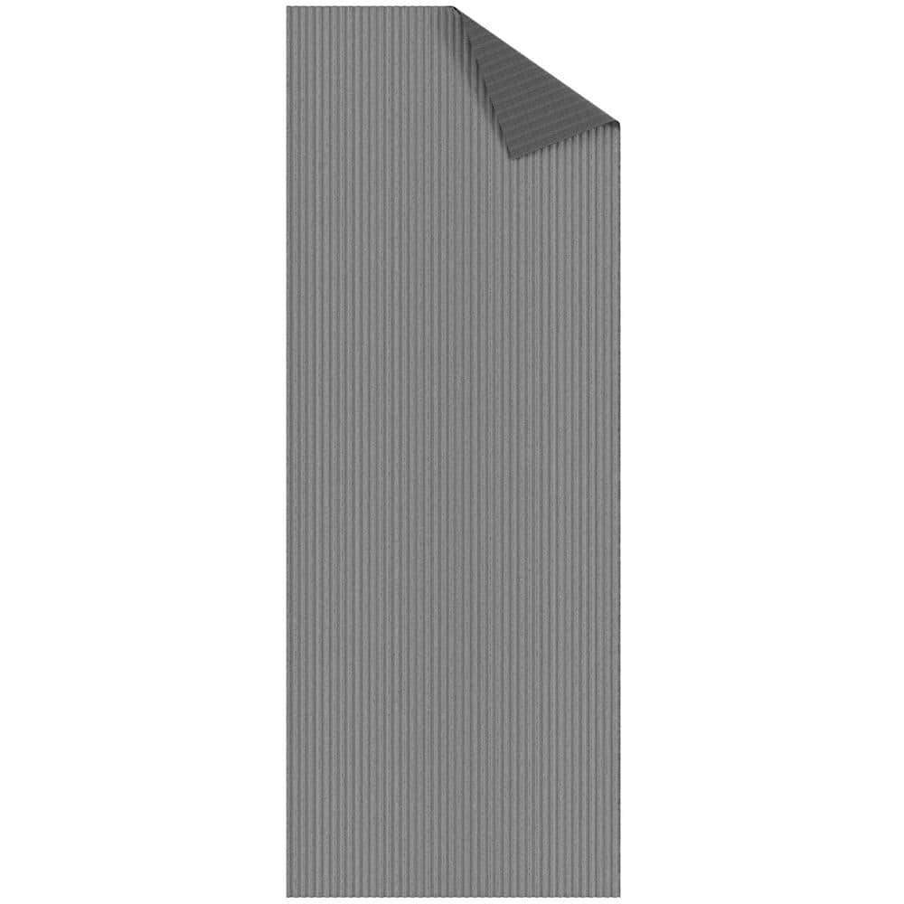Gray Non-Slip Synthetic Hallway Runner Rug, 2' x 5'