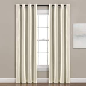 Insulated Grommet 100% Blackout Faux Silk Window Curtain Panel Ivory Single 52X84