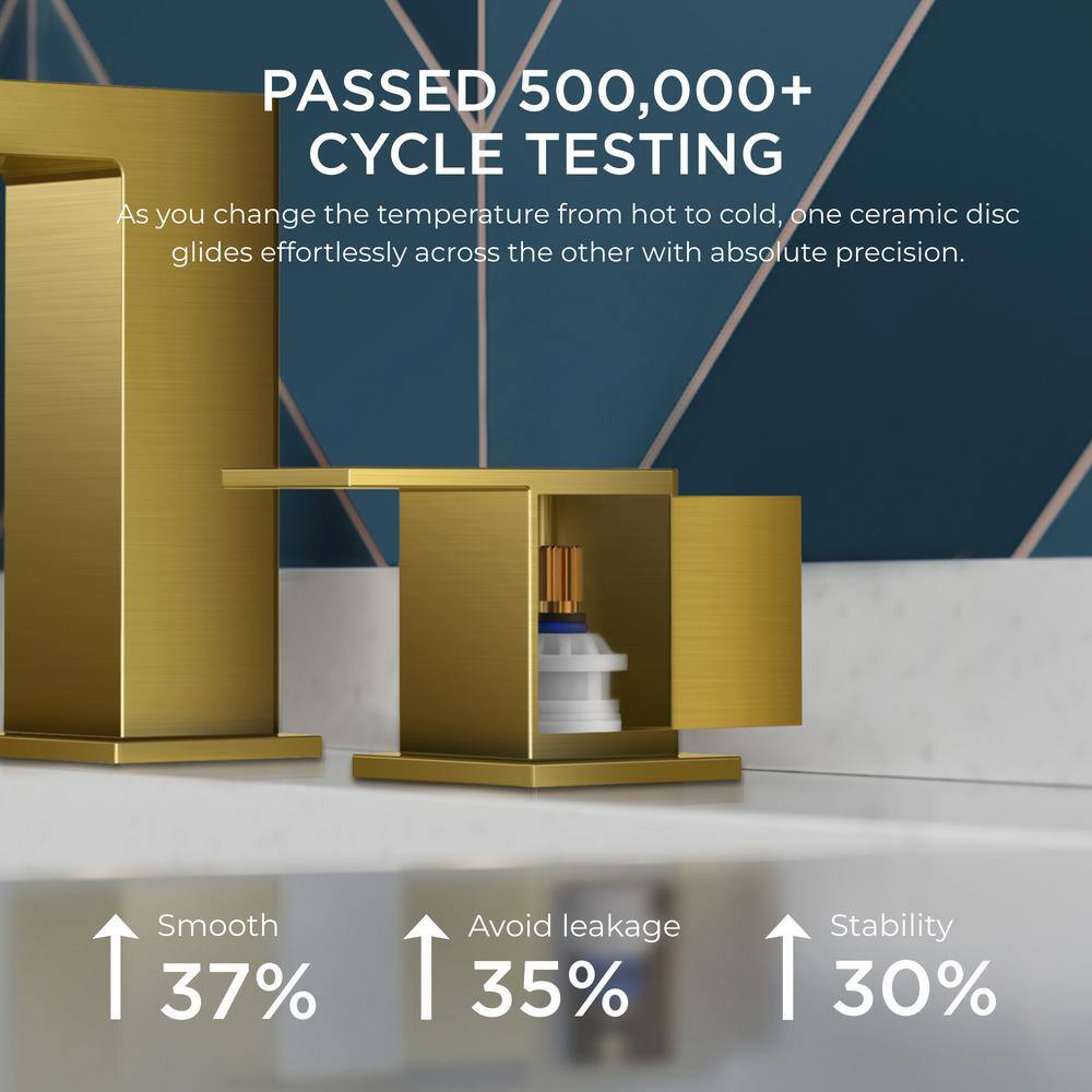 Brushed Gold Stainless Steel Double Handle Bathroom Faucet
