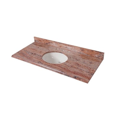 49 in. x 22 in. Stone Effects Vanity Top in Bordeaux with White Sink