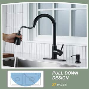 Single Handle Pull Down Sprayer Kitchen Faucet with 3-Function Sprayer and Soap Dispenser in Oil Rubbed Bronze