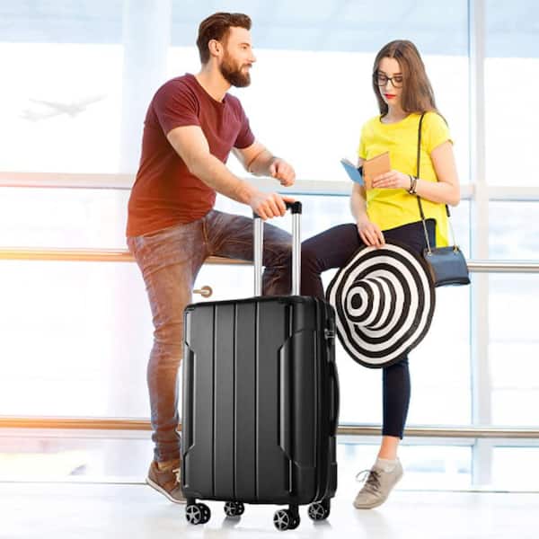Tatahance 2-Piece Black Hardside ABS Lightweight Spinner Luggage