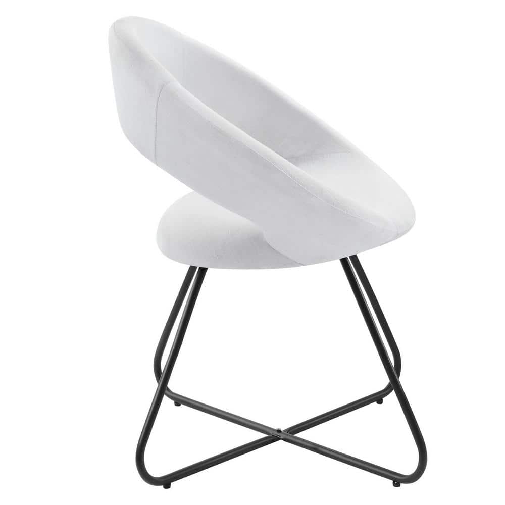 Nouvelle White Velvet Upholstered Side Chair with Metal Legs, Set of 2