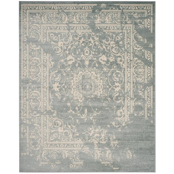 SAFAVIEH Adirondack Slate/Ivory 9 ft. x 12 ft. Border Floral Area Rug