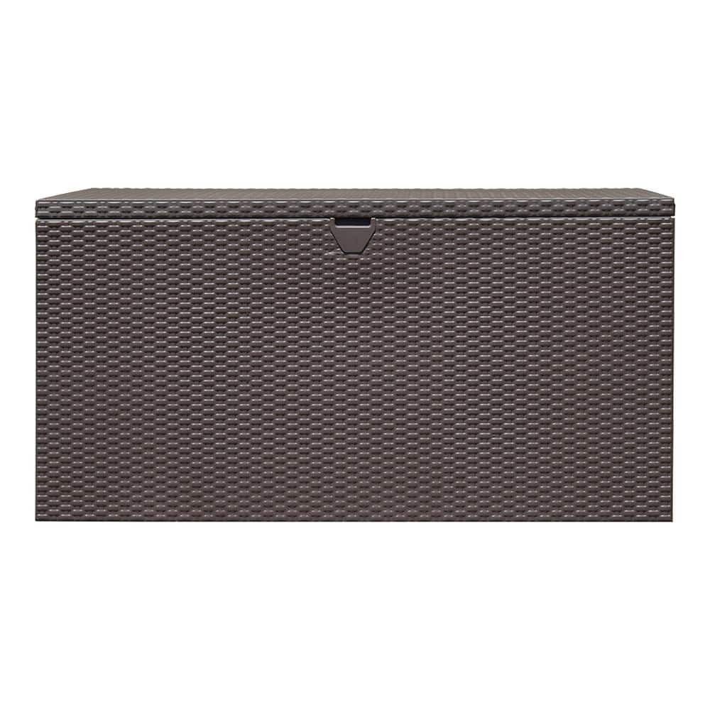 Espresso Metal and Wicker Outdoor Storage Deck Box