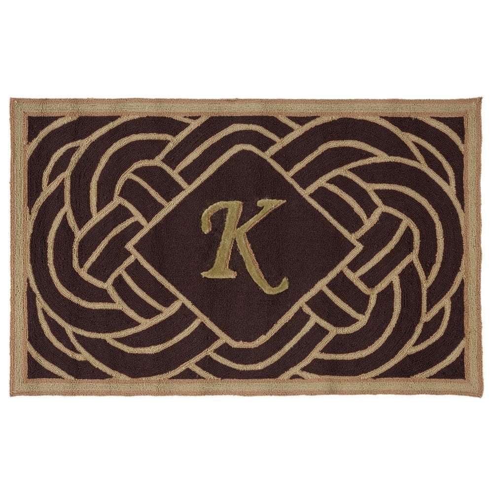 "Monogram Chocolate 3 ft. x 4 ft. ""K"" Ornate Swirl Indoor/Outdoor Area Rug" price history on PriceWatchPro