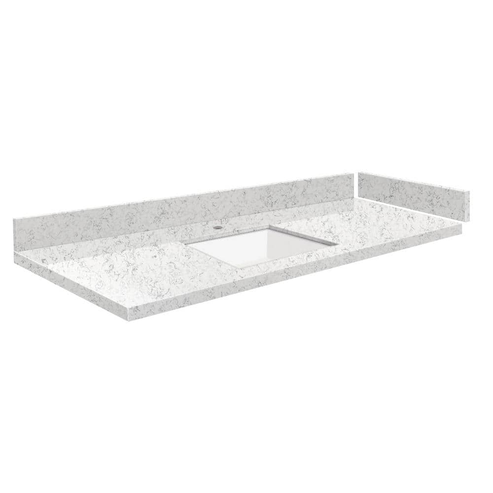 Silestone 49.5 in. W x 22.25 in. D Quartz White Rectangular Single Sink Vanity Top in Lyra price history on PriceWatchPro