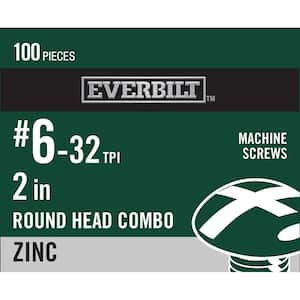 #6-32 x 2 in. Zinc Plated Combo Round Head Machine Screw (100-Pack)