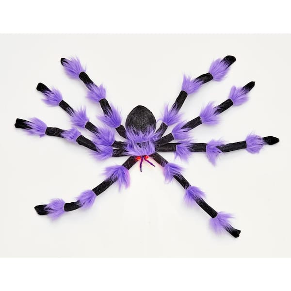 Unbranded 24 in. Indoor Halloween Black Spider Decoration with Purple Joints and Light Up Eyes