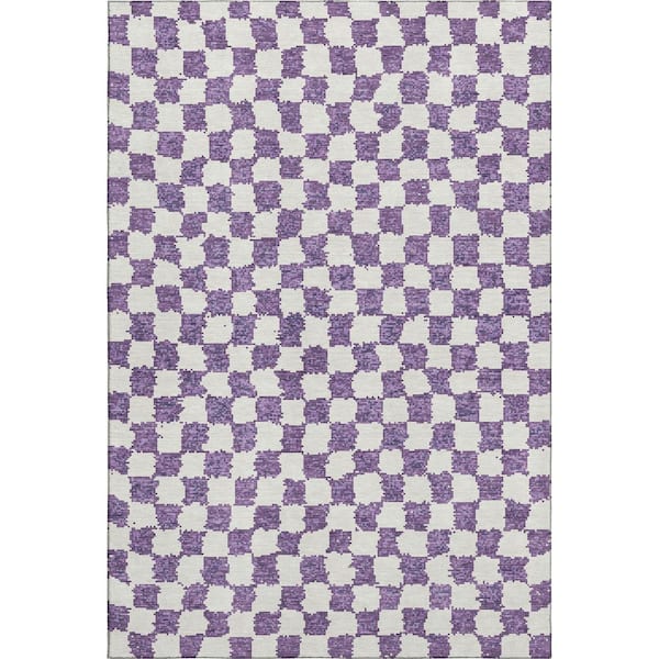 Mayfield Premium Machine Washable Abstract AMF1958 Purple 5 ft. x 7 ft. 6 in. Area Rug