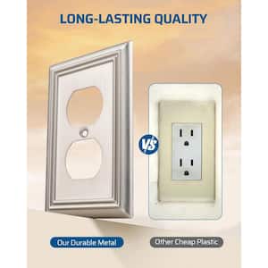 1-Gang Satin Nickel Duplex Outlet Metal Wall Plates (4-Pack)