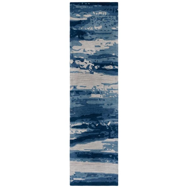 SAFAVIEH Metro Blue/Ivory 2 ft. x 9 ft. Abstract Gradient Runner Rug