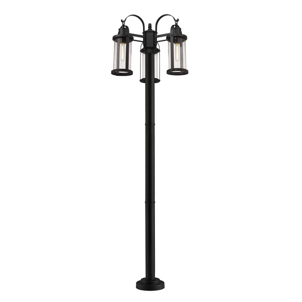 Roundhouse 3Light Black 94.25 in. Aluminum Hardwired Outdoor Weather