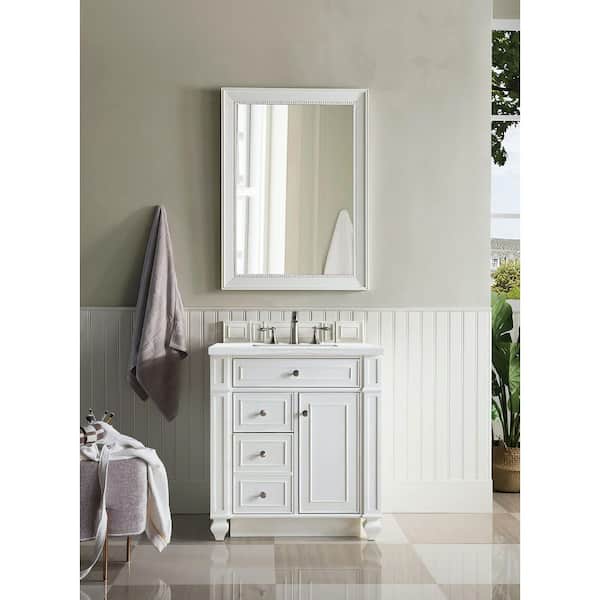 Bristol 29 in. W x 40 in. H Small Framed Rectangular Wall Mount Bathroom Vanity Mirror in Bright White