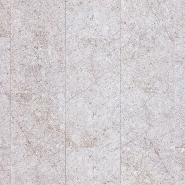 TrafficMaster Beige Veined Stone 3 MIL x 24 in W x 12 in L Peel and Stick Water Resistant Vinyl Tile Flooring 30 sq ft