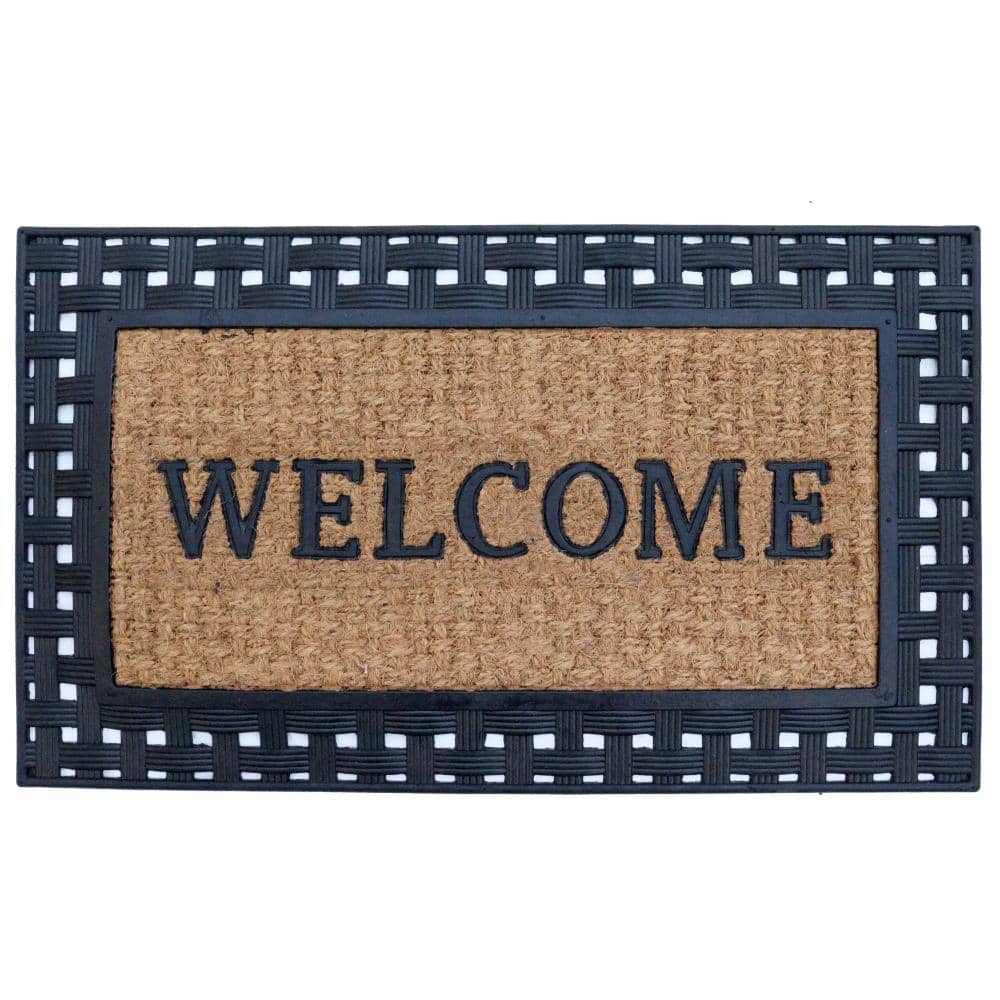 "Natural Coir and Non-Slip Rubber Doormat with Embossed Design Fiber Floor Mat Entryway 18x30"", Elegant Welcome" price history on PriceWatchPro
