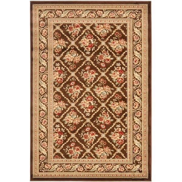 SAFAVIEH Lyndhurst Brown 3 ft. x 5 ft. Floral Geometric Diamonds Area Rug