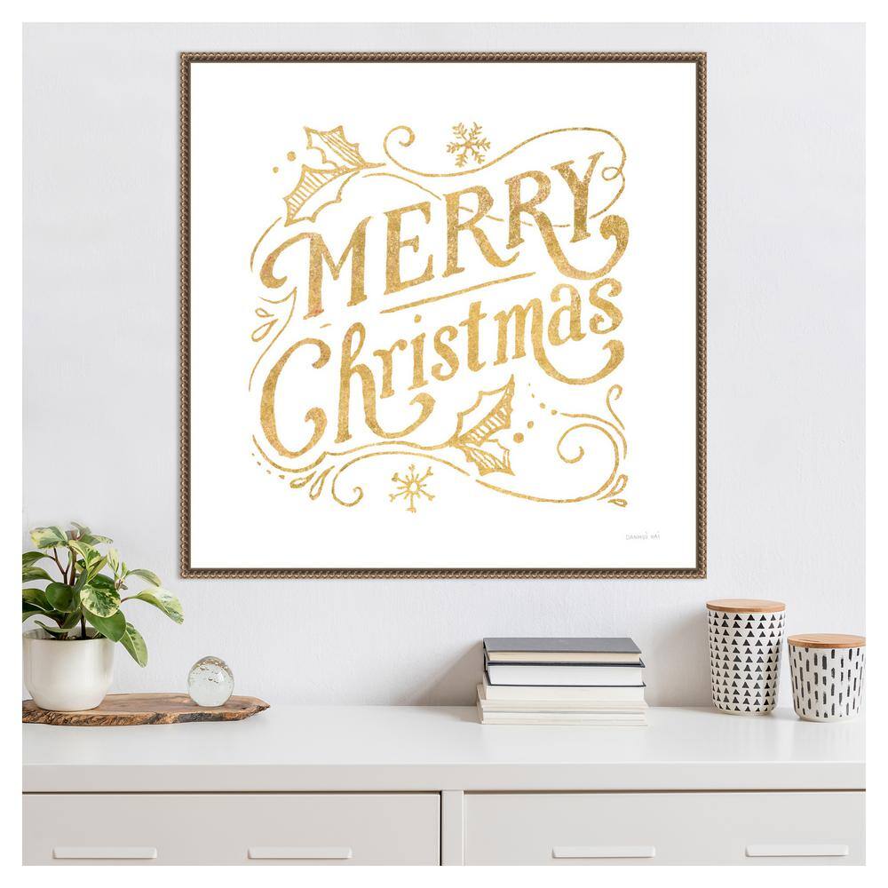 30" White and Bright Christmas IV Canvas Print with Bronze Frame