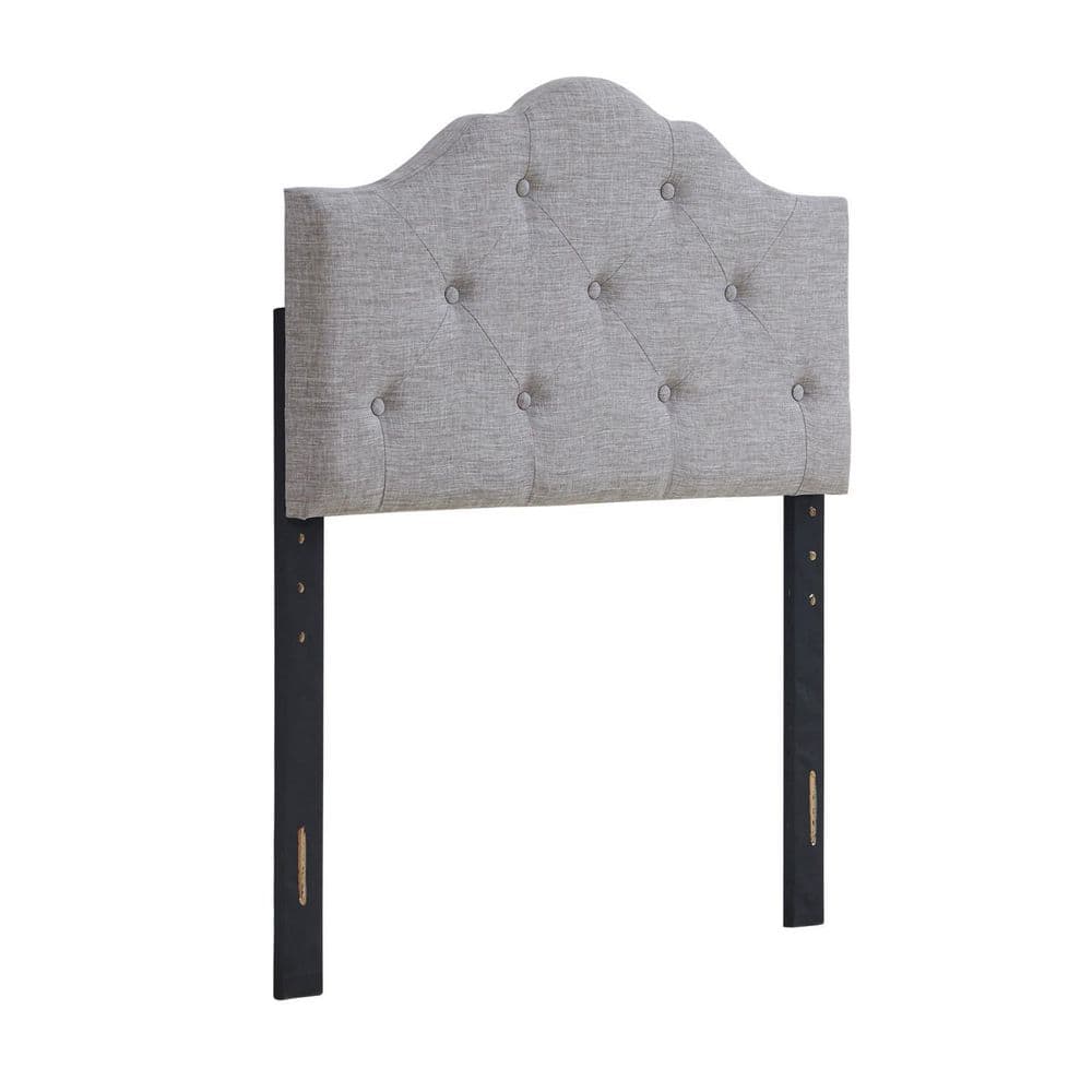 Charlie 40.15 in. Gray Twin Upholstered Headboard with Rounded Corners and Button Tufts Adjustable Height