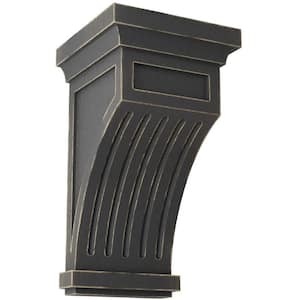 5-1/2 in. x 10 in. x 5-1/2 in. Black Fluted Wood Vintage Decor Corbel