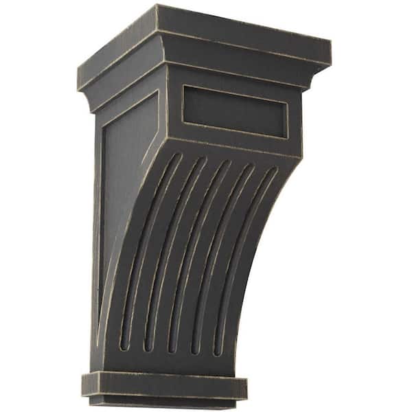 Ekena Millwork 5-1/2 in. x 10 in. x 5-1/2 in. Black Fluted Wood Vintage Decor Corbel