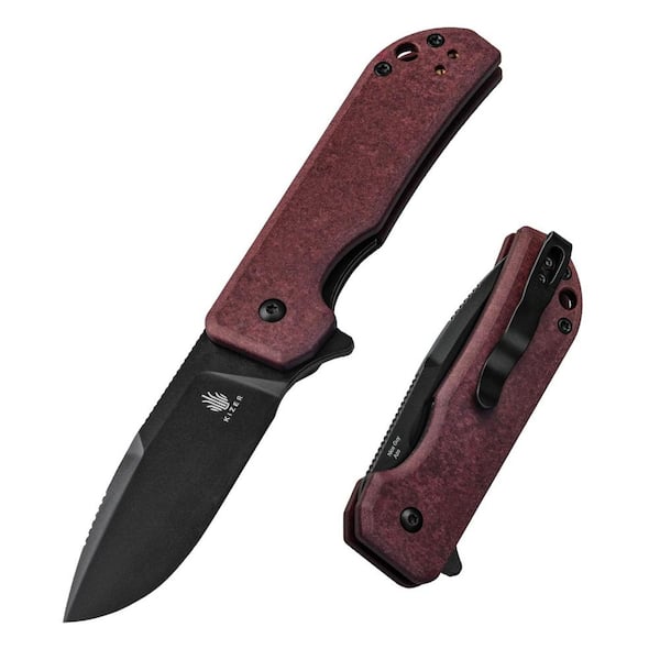 Nice Guy 2.84 in. Folding Knife Nitro-V Steel Outdoor Camping Utility Tool, Richlite Handle