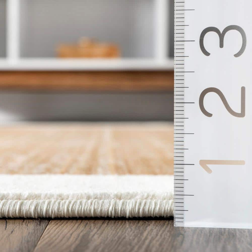 Keeva Beige and Black Striped Synthetic Area Rug
