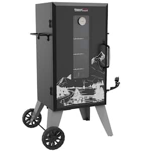 28 in. Analog Electric Smoker With 3 Smoking Racks, Clear Viewing Window, Adjustable Temperature Control, Black