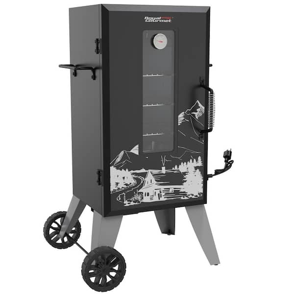 28 in. Analog Electric Smoker With 3 Smoking Racks, Clear Viewing Window, Adjustable Temperature Control, Black