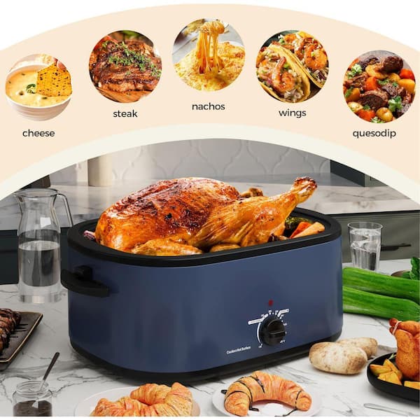 26 qt. Stainless Steel Electric Roaster Oven Blue with Visible