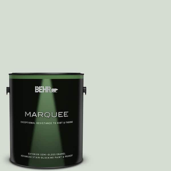 BEHR MARQUEE 1 gal. #ICC-95 Soothing Celadon Semi-Gloss Enamel Exterior Paint & Primer