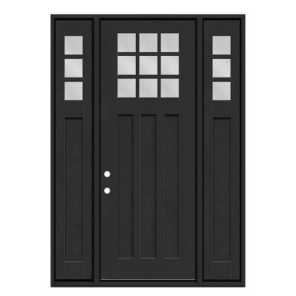 Regency 68 in. x 96 in. 1/4 9L-SDL Clear Glass RHIS Onyx Fiberglass Prehung Front Door with 14in-1/4Top SLs 4-9/16