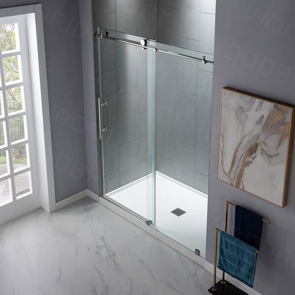 Mattishall 44 in. to 48 in. x 76 in. Frameless Sliding Shower Door with Shatter Retention Glass in Chrome Mattishall 44 in. to 48 in. x 76 in. Frameless Sliding Shower Door with Shatter Retention Glass in Chrome