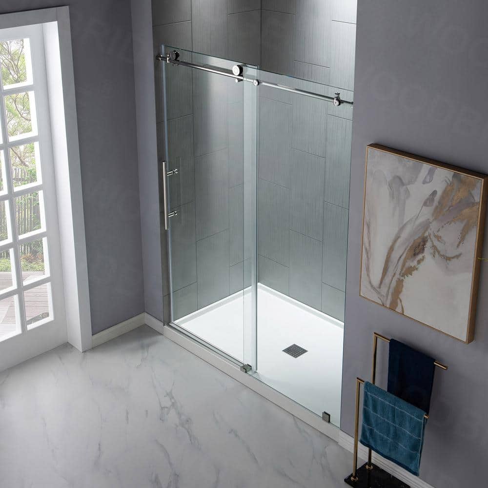 48'' Frameless Clear Tempered Glass Sliding Shower Door