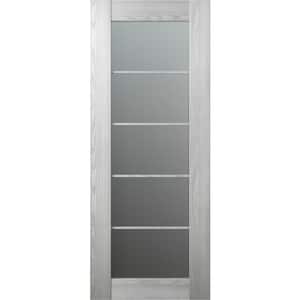 Vona_5 18 in. W x 80 in. H Solid Composite Core 5 Lite Frosted Glass Ribeira Ash Prefinished Wood Interior Door Slab