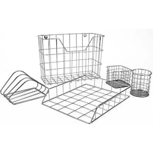 Lavish Home Rustic Double Wire Basket Wall Organizer HW0200217