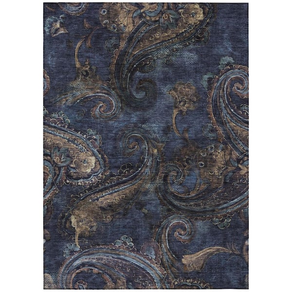 Chantille Machine Washable Indoor/Outdoor Abstract ACN2748 Navy 8 ft. x 10 ft. Area Rug
