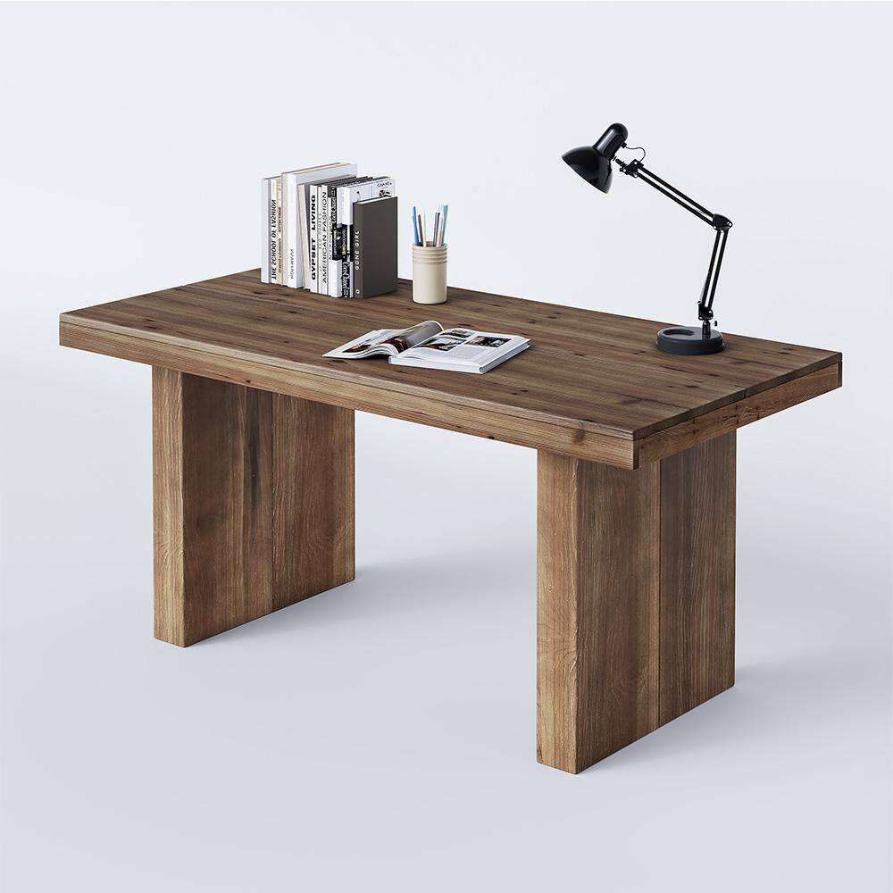 Moronia 63 in. Rectangular Dark Brown Solid Wood Executive Desk. Farmhouse Office Desk with Sturdy Legs price history on PriceWatchPro