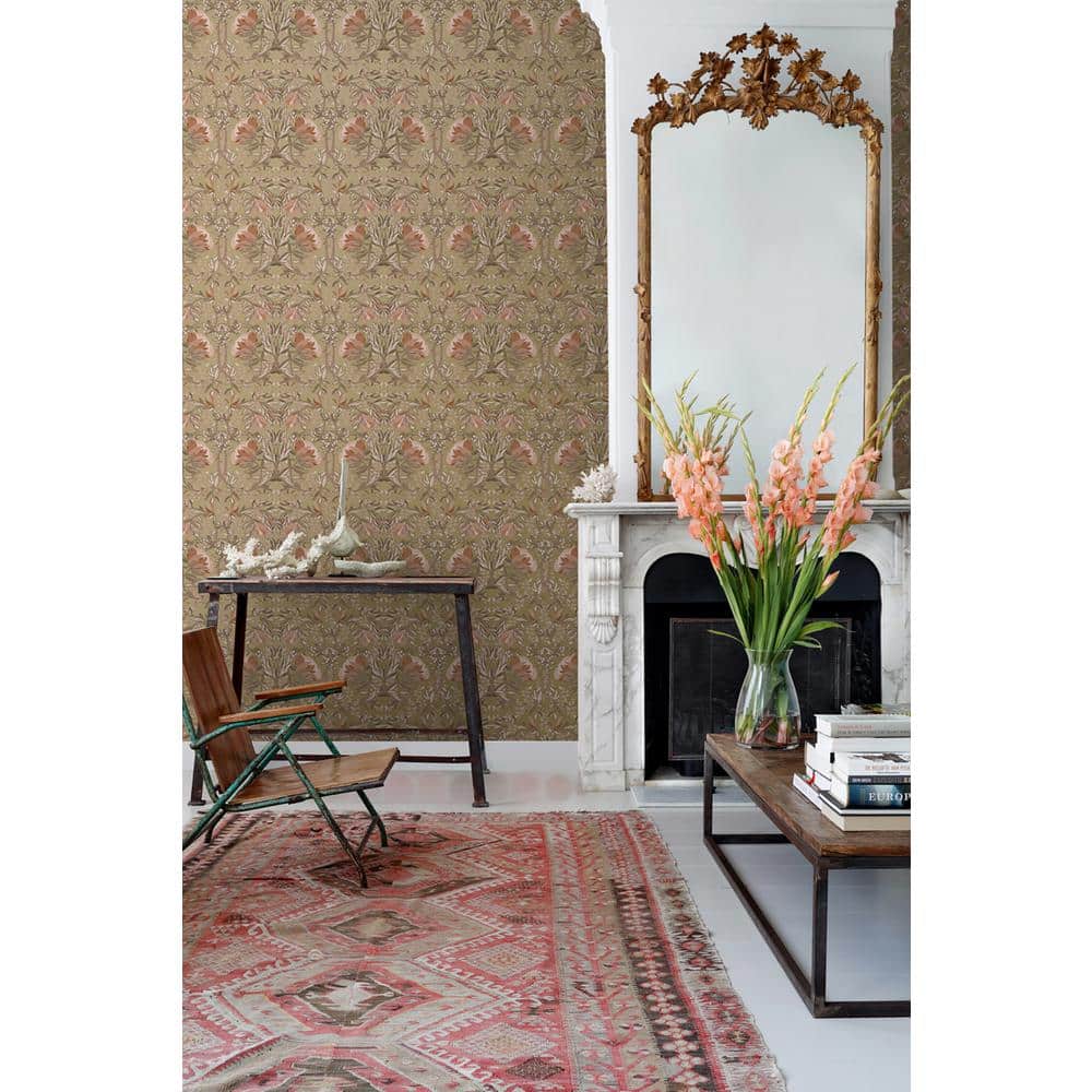 Ester Gold Art Nouveau Floral Non-Woven Wallpaper