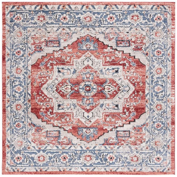 SAFAVIEH Luna Blue 7 ft. x 7 ft. Distressed Medallion Square Area Rug