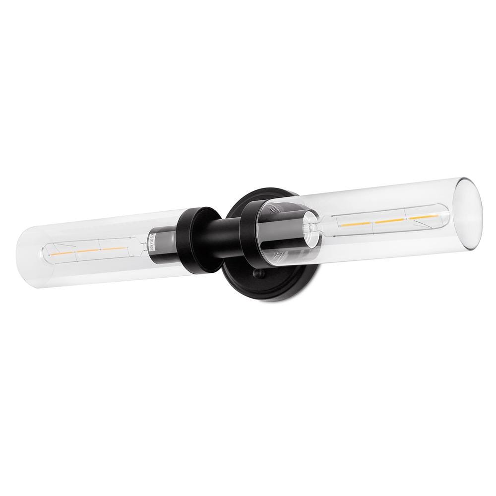 18.1 in. 2-Light Black Circle Glass Standard Wall Sconce with Hardwired LED No Bulbs Included price history on PriceWatchPro