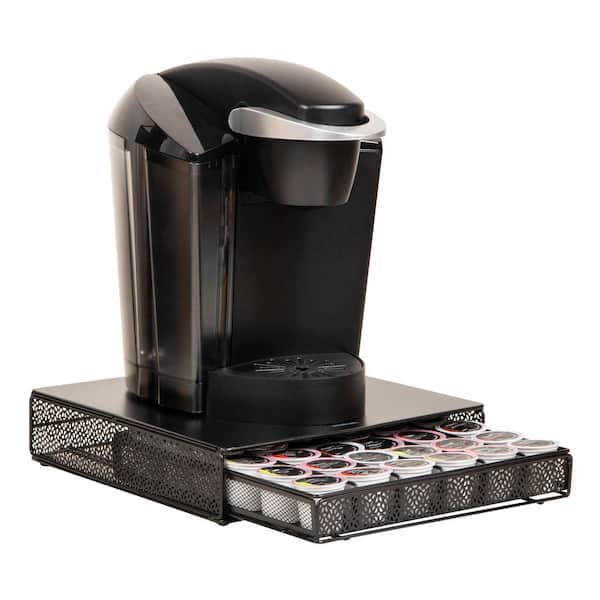 Single Serve Coffee Pod Drawer, 36 Pod Capacity, Countertop Organizer, Metal, 12.75 in. L x 13 in. W x 3 in. H, Black