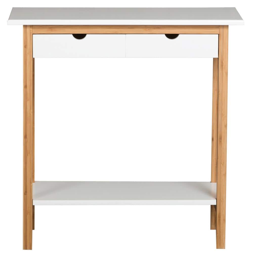 Eccostyle 28 in. White Square Composite Console Table with 2-Drawers -  CBBFT0007WM