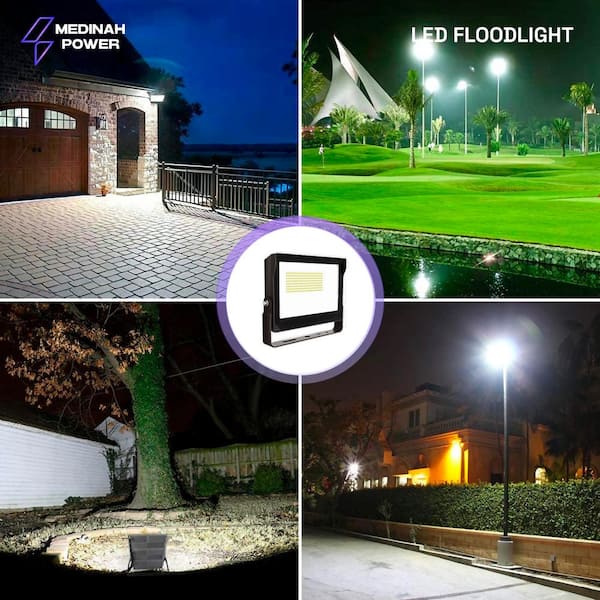 MEDINAH POWER 400-Watt Equivalent Integrated LED Outdoor Bronze