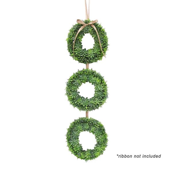 7.5 in. Frosted Green Artificial Lotus Small Succulent Greenery Wreath  Candle Ring (Set of 3) 83895-FRT-GR - The Home Depot