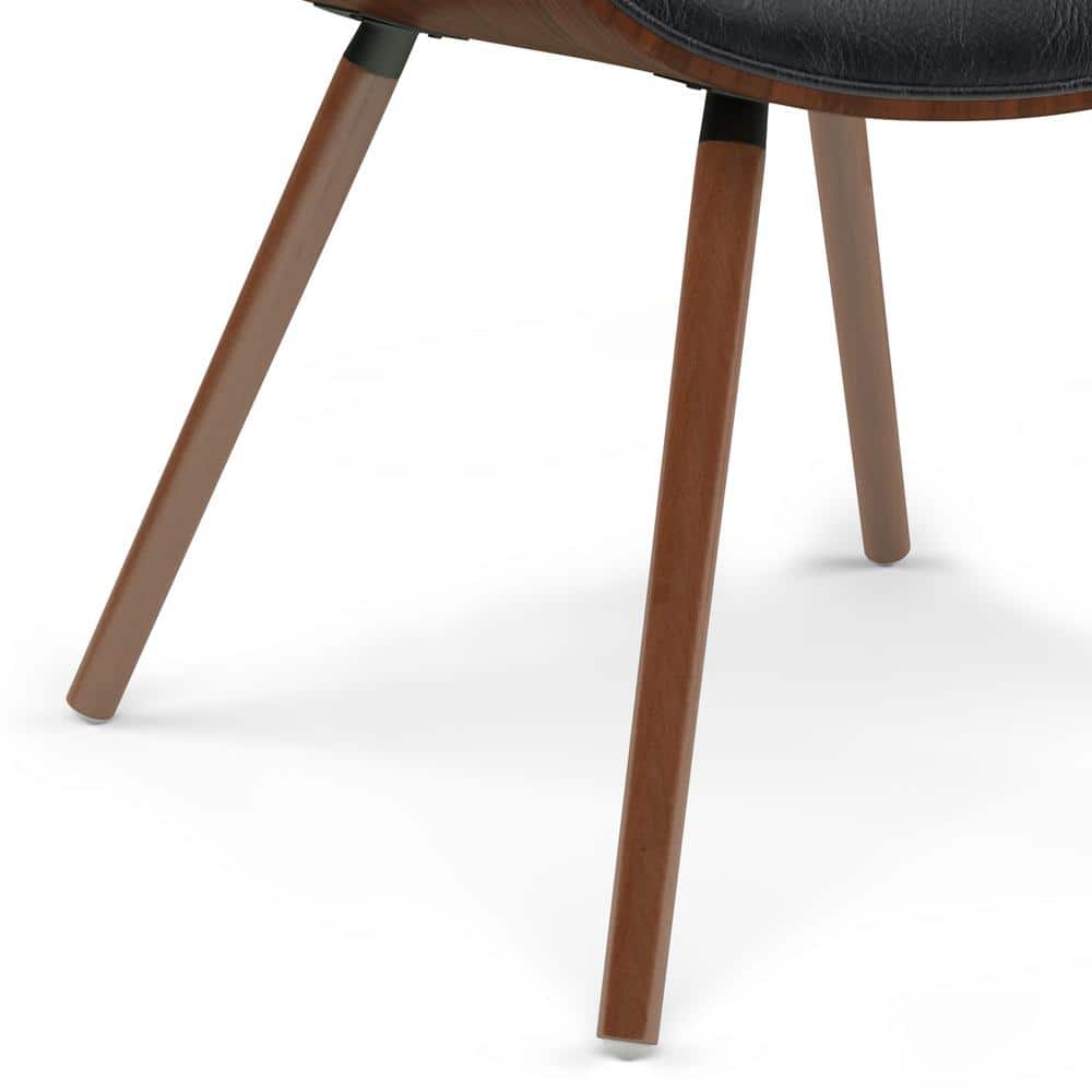 Mid-Century Modern Black Faux Leather Upholstered Side Chair