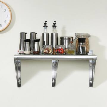 VEVOR Stainless Steel Shelf 18 in.x 72 in. Wall Mounted Floating Shelving 500 lbs Load Commercial Shelves BGSCTTJD187216Z9NV0