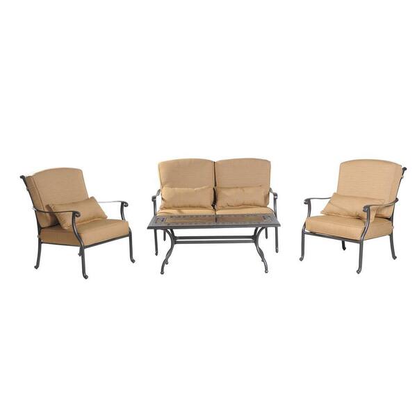 Sunjoy Montreal 4-Piece Patio Conversation Set with Wheat Cushion