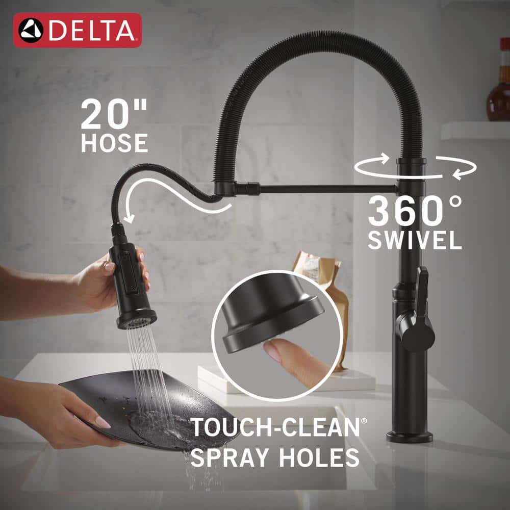 Matte Black Commercial Style Kitchen Faucet with Pull Down Sprayer
