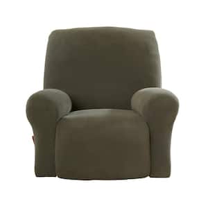 Ultimate Stretch Pique Olive Polyester 1-Piece Recliner Chair Slipcover